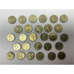 Twenty-eight Queen Elizabeth II old style two pound coins, including 1994 'Bank of England' etc