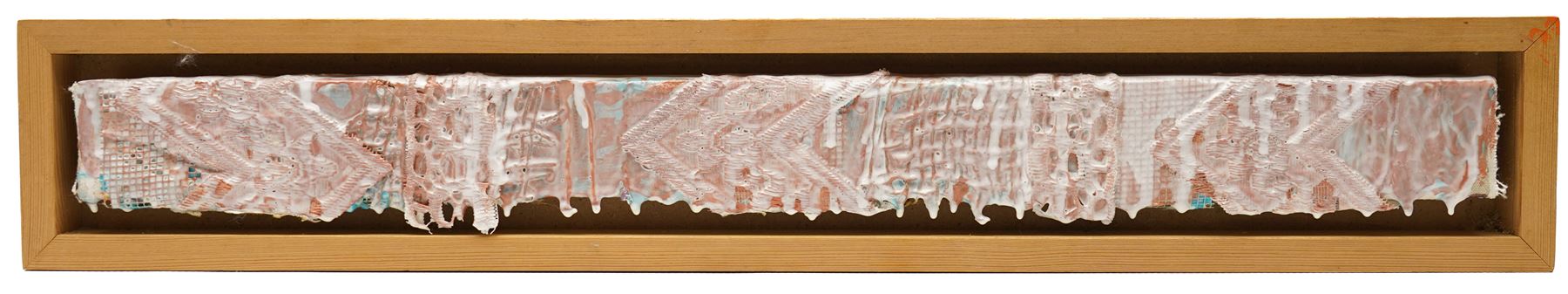 Gillian Ross Kelsey (British 1935-2025): 'Lace Glaze', pair of mixed medias on canvas laid on to board unsigned both 6.5cm x 61cm (2)