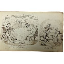 George Cruikshank (British 1792-1878): 'Illustrations of Time', original sketchbook containing eighteen preliminary pen and ink  sketches for the folio pub. 1827, signed in the title page with inscriptions for each sketch 12cm x 19cm
