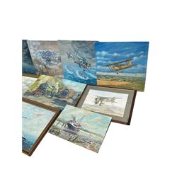 Collection of James Lishman (British 1931-2024) oils and watercolours all signed mostly aeronautical and maritime scenes (10)