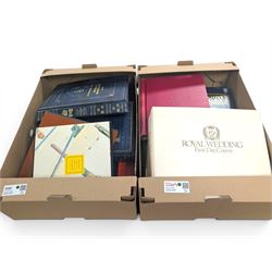 Collection of stamps, including 25th Anniversary Coronation albums, Royal Wedding First Da...