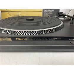 Hi-Fi equipment including Technics turntable SL-BD22D, Stereo Integrated Amplifier SU-A700MK3, Compact Disk Player SL-BD22D, with pair of Castle yew wood cased speakers