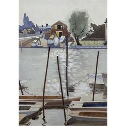 John Mackay (British 1947-): 'Tom Bunn's Boathouse - Teddington-on-Thames', watercolour and gouache signed and titled verso 31cm x 22cm