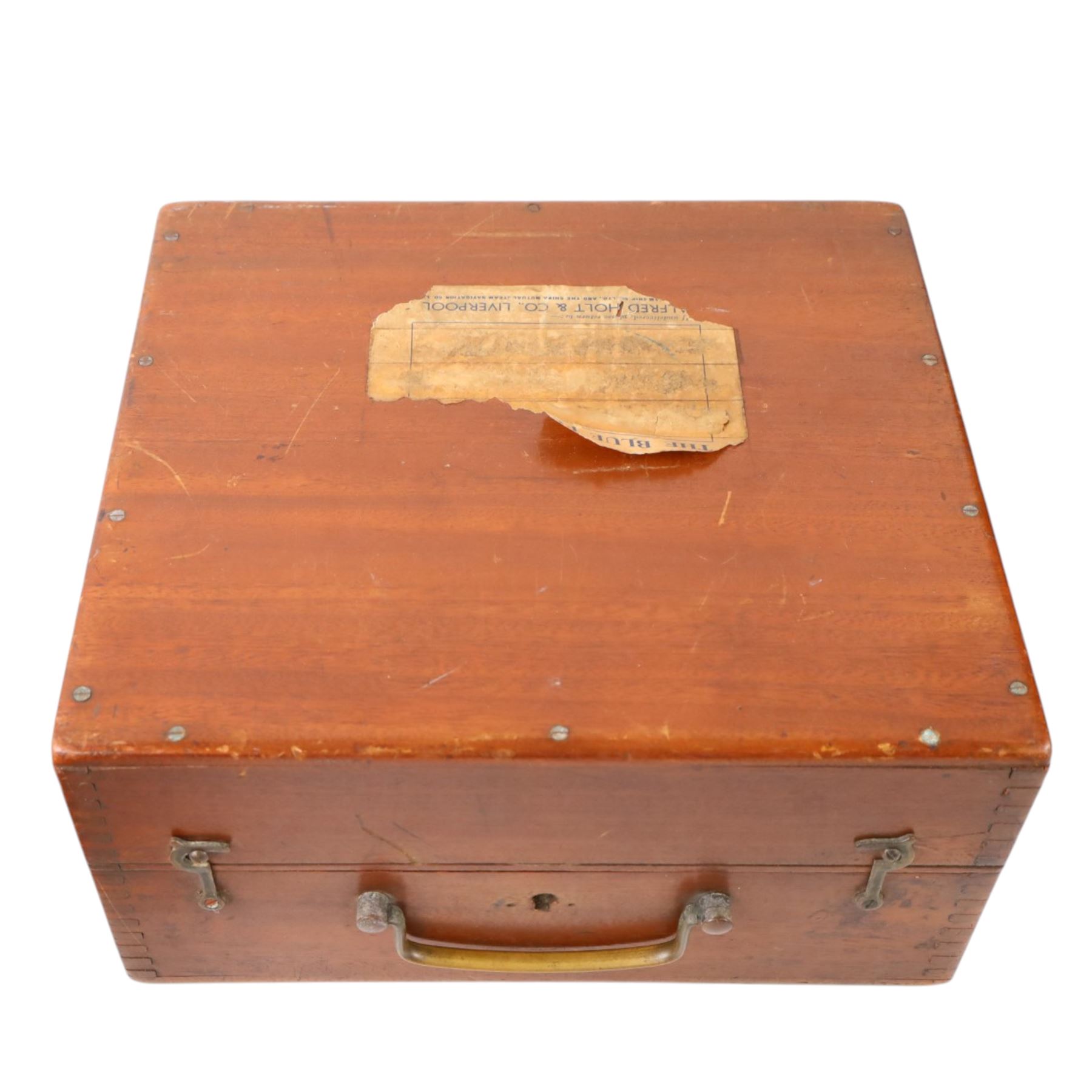 Mid 20th century sextant, brass and lacquered black, unmarked, in fitted wooden case