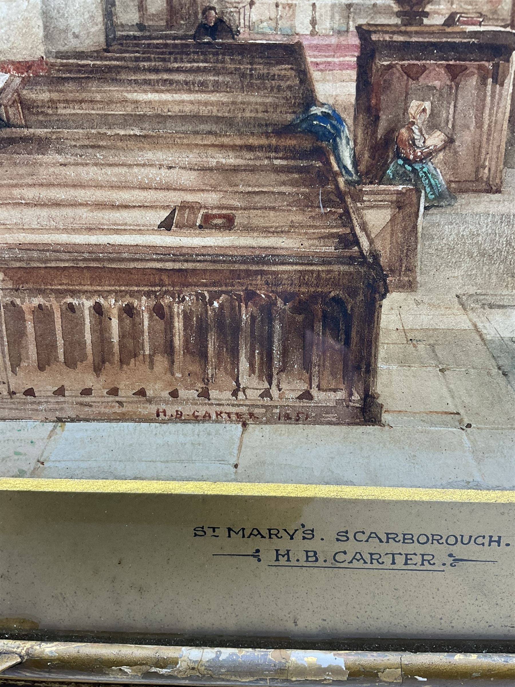Henry Barlow Carter (British 1804-1868): Interior of St Mary’s Church Scarborough, watercolour signed and dated 1851, 37cm x 26cm 
Provenance: a wedding gift to the vendor's grandparents in 1905, thence by descent