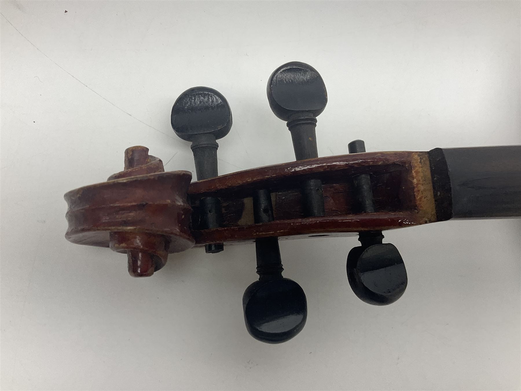 Saxony violin c1900 with 36cm two-piece maple back and ribs and spruce top; bears label 'Antonius Stradivarius Cremonensis Faciebat Anno 17**' L59cm overall; in carrying case