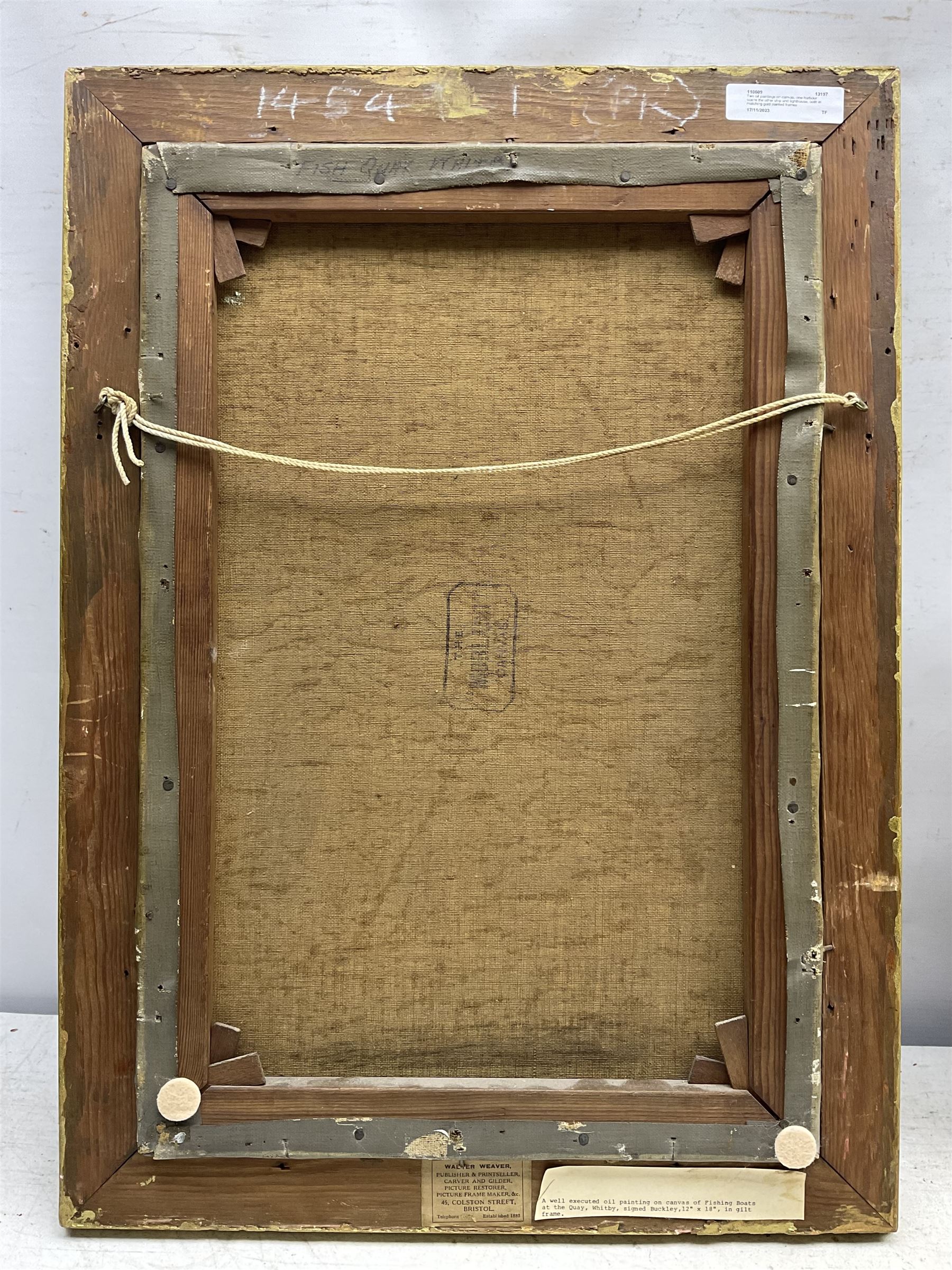 Buckley (British 19th Century): 'Fish Quay Whitby' and 'Whitby Harbour', pair oils on canvas signed, titled verso 45cm x 30cm (2)