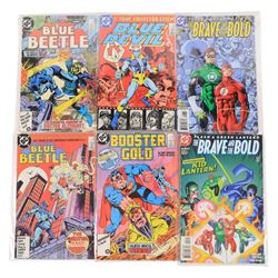 Eighty-one Bronze Age and later DC comic books, including complete twenty issue run of 'Atari Force', eight 'Blackhawk' vol. 1 comics issues #246, #252, #259, #260, #261, #262, #264 and #268, complete sixteen issue run of 'Blackhawk' vol. 3 including two copies of  issue #1, 1989 Blackhawk annual #1, complete four issue mini-series of 'Black Canary', 1986 'Blue Beetle' issues #1, #2, #4 and #5, 1984 'Blue Devil' issue #1, 'Booster Gold' issues #7 and #25, complete six issue miniseries of 'The Brave and The Bold', three 1986/87 'Cosmic Boy' issues #1, #2 and #4, 1987 'Centurions' issue #2, 1989 'Blasters Special' issue #1, 'Captain Atom' issues #1, #2, #16 and #25, 1985 'Challenge' issues #1 to #7 and two 'DC Versus Marvel' issues #1 and #4