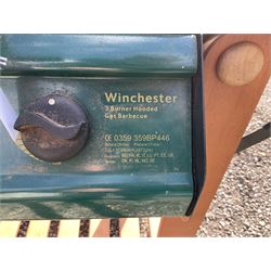 Winchester 3 burner hooded Gas BBQ with two bottles - THIS LOT IS TO BE COLLECTED BY APPOINTMENT FROM DUGGLEBY STORAGE, GREAT HILL, EASTFIELD, SCARBOROUGH, YO11 3TX