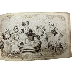 George Cruikshank (British 1792-1878): 'Illustrations of Time', original sketchbook containing eighteen preliminary pen and ink  sketches for the folio pub. 1827, signed in the title page with inscriptions for each sketch 12cm x 19cm
