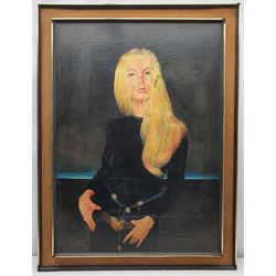 Patrick Rixson (Welsh 1940-1974): 'The Blonde Bombshell', oil on paper laid on board signed and dated '71, 98cm x 70cm 
Provenance: given to a friend of the artist then by family descent
