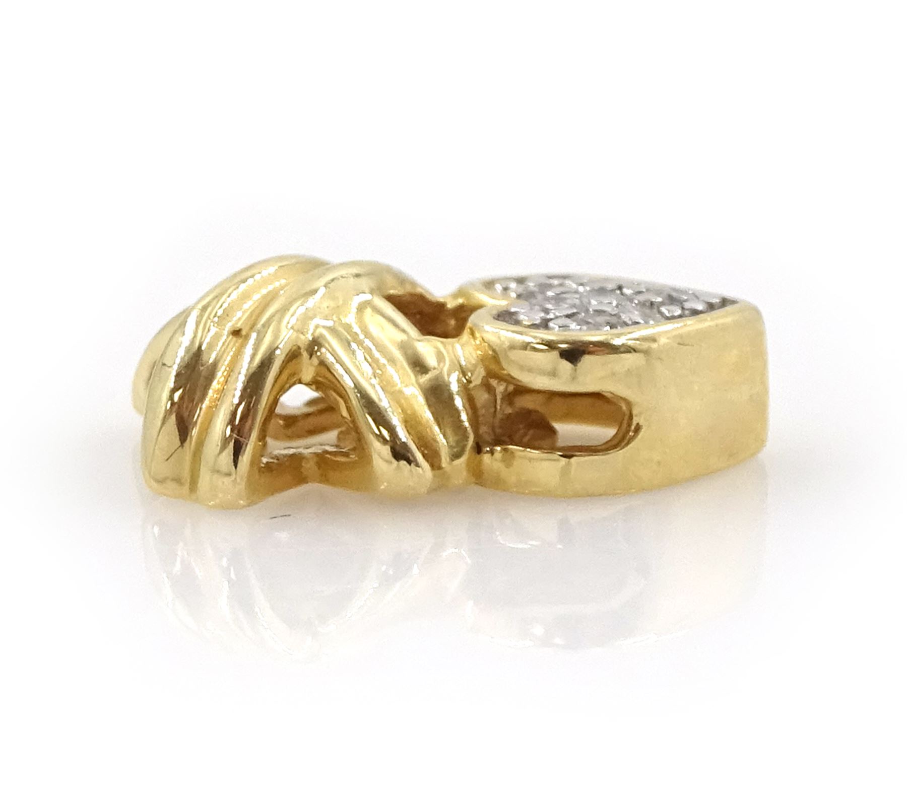 14ct gold pave set diamond heart and cross pendant