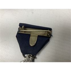 Two silver Georgian tablespoons, approximate total weight 3.36 ozt (104.7 grams), together with Great War Peace Medal 1919 and two others 