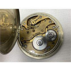 Three silver cased open face pocket watches, together with two other watches, horn pendent etc 