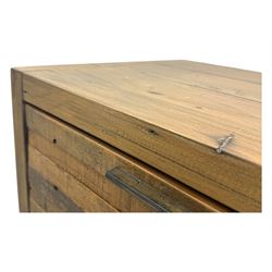 Barker & Stonehouse - contemporary 'Charlie' reclaimed wood chest, rectangular plank top over three short and four long drawers, raised on square supports