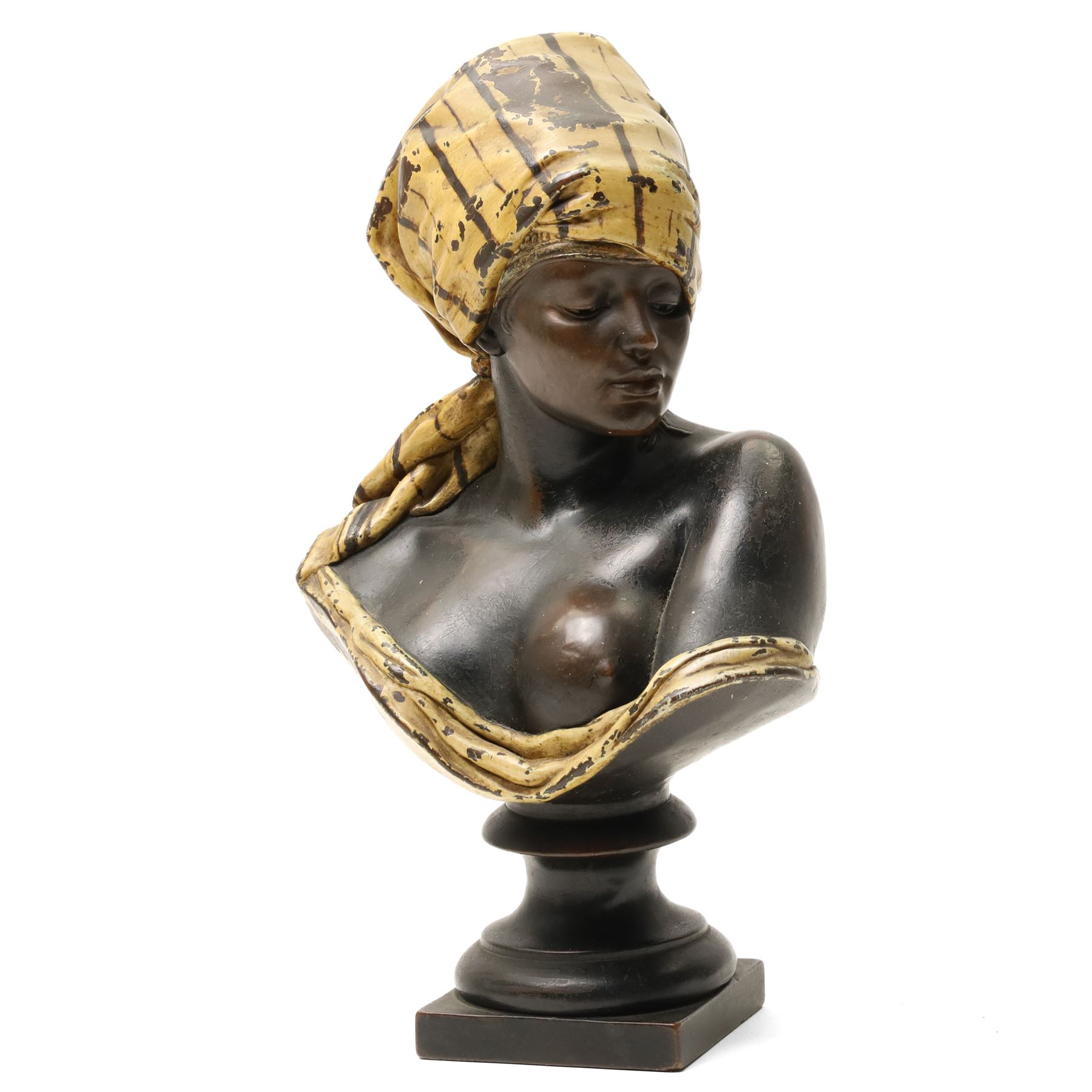 After Rudolf Thiele (German 1856-1930): North African Woman, bronzed composite figure, numbered 3635 to base, 31cm
