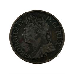 Six 18th century and later Irish coins, including George I 1724 halfpenny, George III 1769 halfpenny, 1805 penny etc