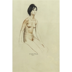  Douglas Anderson (British 1934-): Female Nude Studies, three (one verso) pencil and coloured chalk drawings signed and dated 1965, 56cm x 37cm  DDS - Artist's resale rights may apply to this lot  