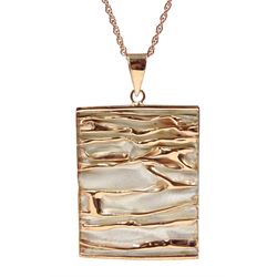 Rose gold on silver textured pendant necklace, stamped 925