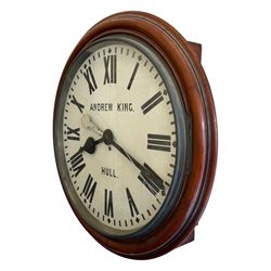 Andrew King of Hull - late 19th century mahogany cased 8-day fusee timepiece wall clock, with a 30