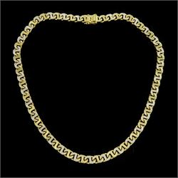 18ct gold diamond set marina link necklace, stamped 750