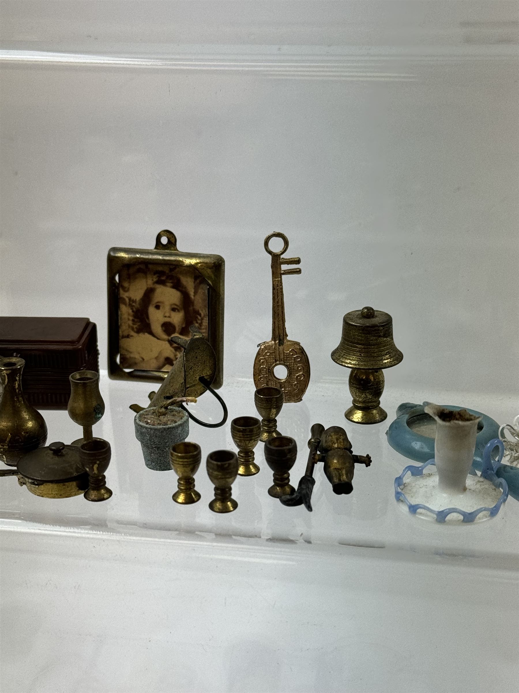 1930's dolls house accessories, including jugs, clocks, candlesticks etc   