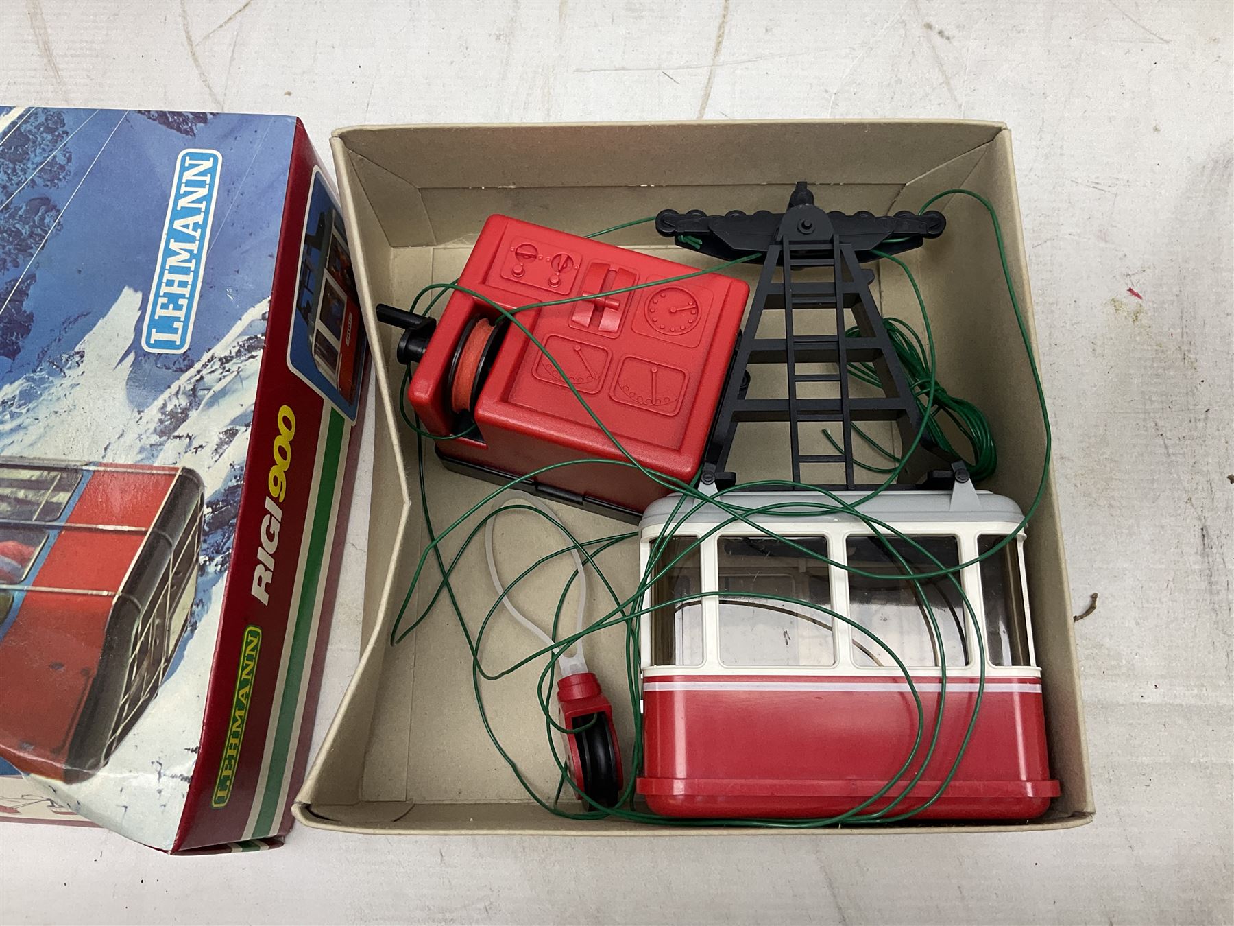 Three LGB (Lehmann Gross Bahn) G scale, gauge 1, rolling stock wagons, comprising two Lake George and Boulder wagons and an Auto Express wagon, together with a LGB passenger coach, other LGB rolling stock and a Lehmann Rigi900 ski lift