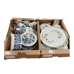 Coalport Revelry Adams Grean teapot, milk jug cups and saucers, together with Midwinter tea wares, Paragon and other ceramics, in six boxes  