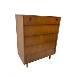 Avalon Yatton - mid-20th century teak chest, fitted with five drawers, on square tapering supports