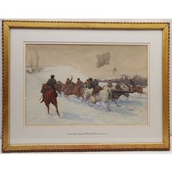 Adrian Jones (British 1845-1938): Cossack Horsemen, watercolour signed 34cm x 53cm