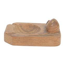 Mouseman - tooled oak ashtray, rectangular form with canted and rounded corners, carved with mouse signature, by the workshop of Robert Thompson, Kilburn, W10cm