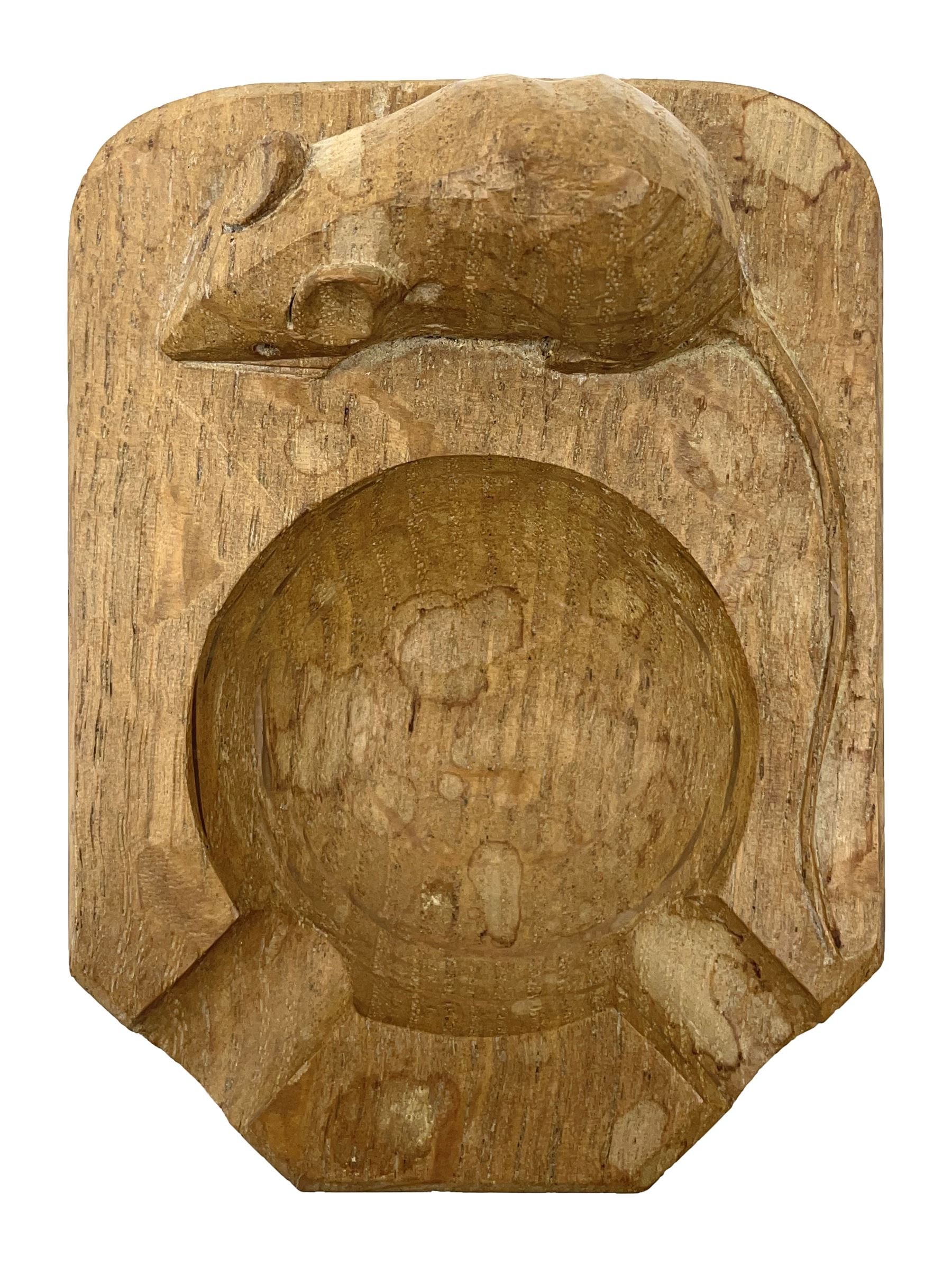 'Mouseman' oak ashtray with carved mouse signature, by Robert Thompson of Kilburn