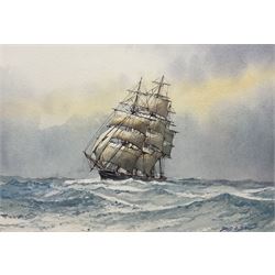David C Bell (British 1950-): Ship in Full Sail, watercolour signed 14cm x 20cm