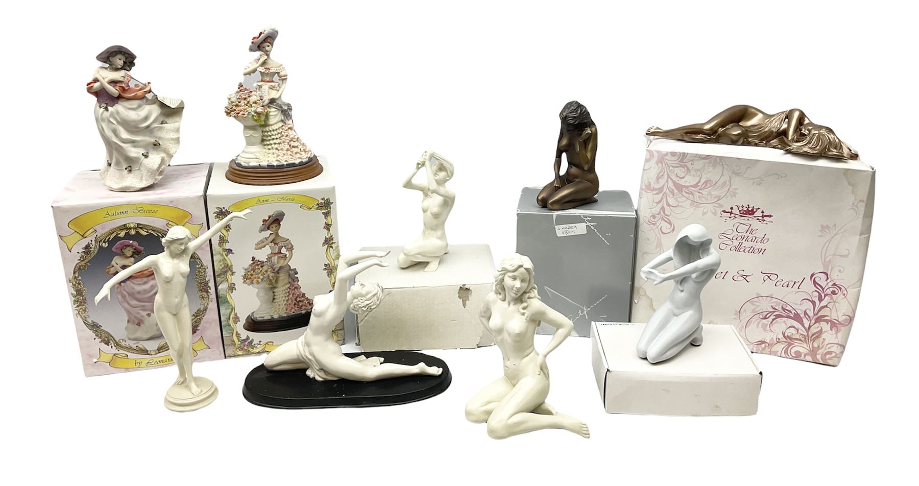  Leonardo collection figures Autumn breeze and Anne Marie, together with a number of composite female nudes, in two boxes 