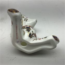 Royal Crown Derby Treasures of Childhood cabaret set, comprising tray, milk jug, sucrier, teacup and saucer, together with two Royal Crown Derby Treasures of Childhood paperweights Fleur and Ragdoll Sailor and Teddy bear paperweight, all paperweights are without stoppers