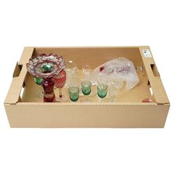 Early 20th century Bohemian ruby flash cut lustre, lacking drops, Victorian and later glas...