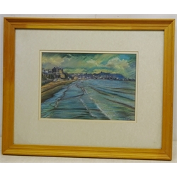  Edward Nolan ARCA (British 1934-): The South Bay Scarborough under Stormy Skies, pastel signed 22cm x 32cm Notes: Nolan born in Nelson Lancashire won a scholarship to the Royal College of Art in 1954 and became an associate in 1959. In 1970 he moved to Scarborough to take up the position of lecturer at the Technical College which he held for 16 years  
