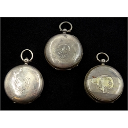  Victorian silver full hunter pocket watch, Birmingham 1884 and two others, hallmarked  