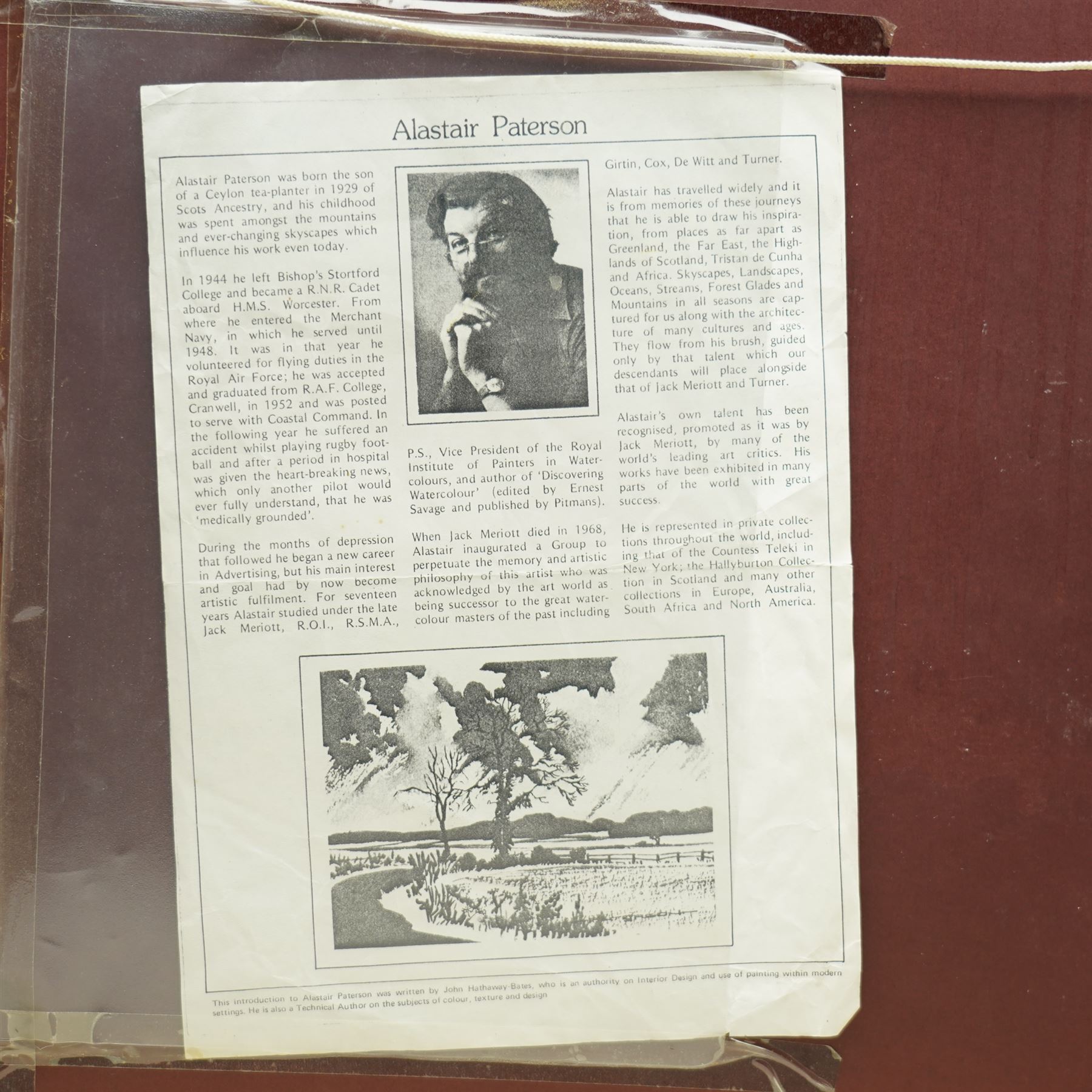 James Fletcher-Watson (British 1913-2004): 'Windrush Mill Gloucestershire' and 'First Sign of Spring', pair watercolours signed, inscribed verso 35cm x 52cm; Alastair S Paterson (British 20th century): Wintry Tree, watercolour signed 37cm x 54cm (3)