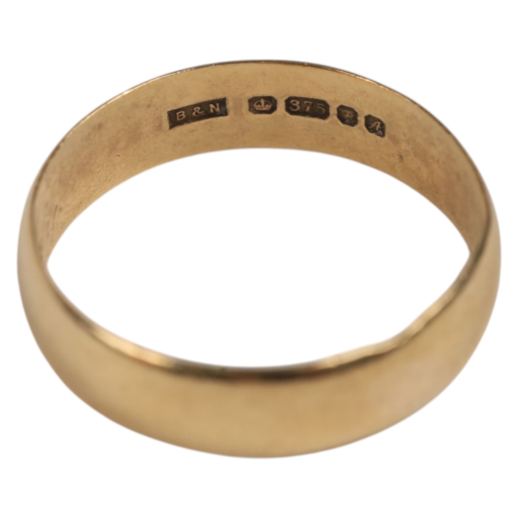 9ct gold diamond set locket and a 9ct gold wedding band, both hallmarked