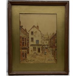 Edwin Robert Beattie (British 1845-1917): 'The Straight Shambles' Preston, watercolour signed 33cm x 24cm