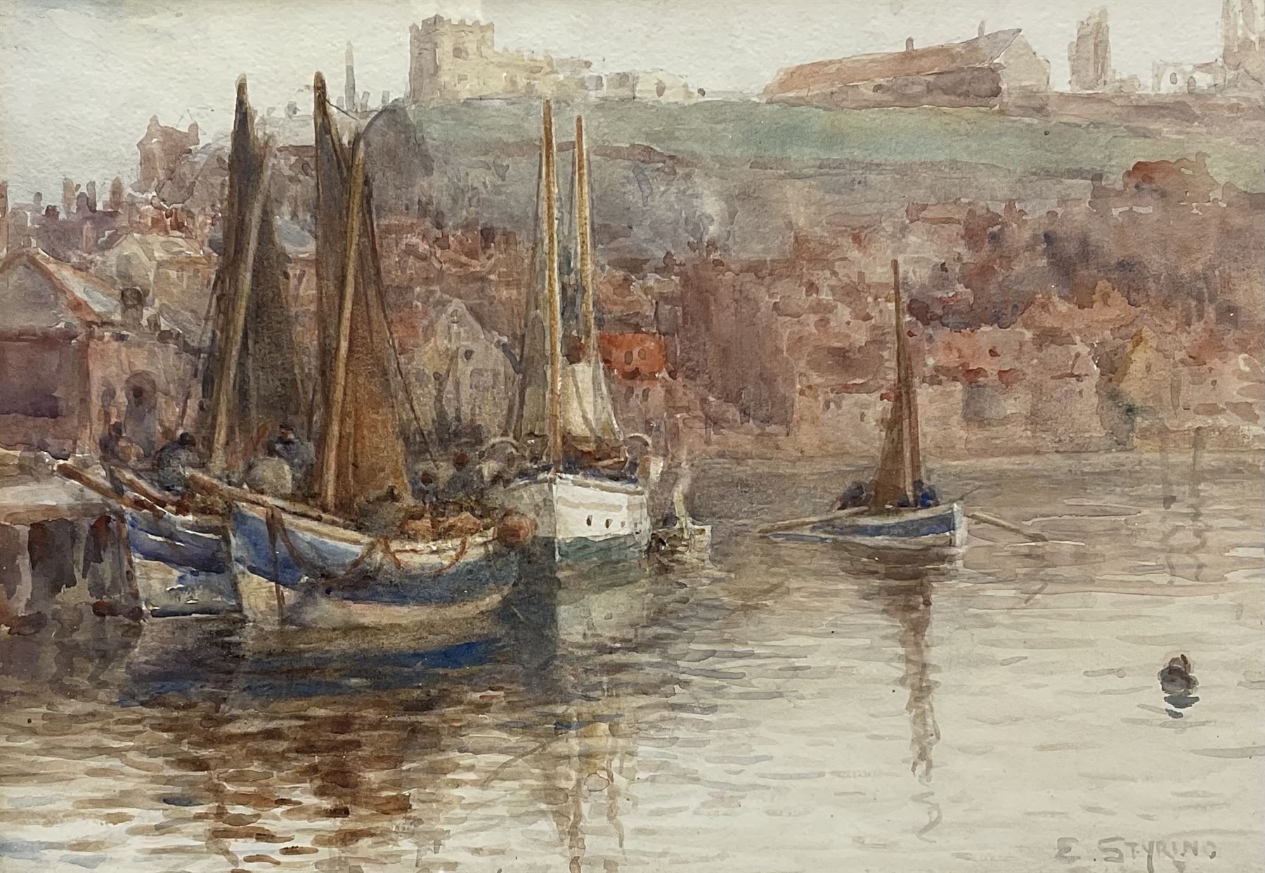Elizabeth Styring (British 1854-1940): Dock End Whitby, watercolour signed 24cm x 34cm 