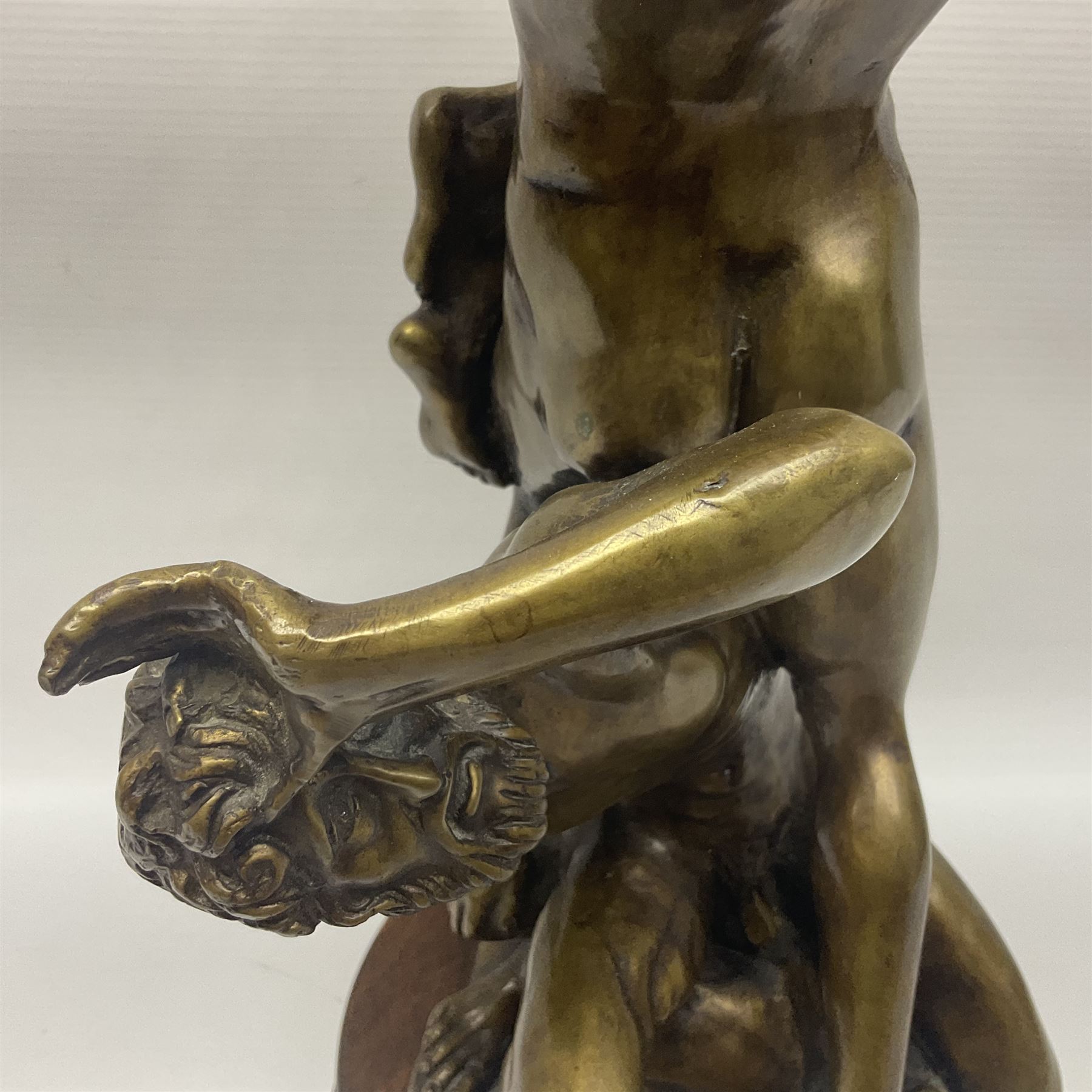 After Giambologna: Abduction of a Sabine Woman, bronze figure, on circular wooden base, H68cm