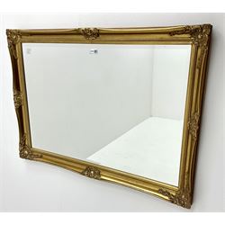 Rectangular gilt framed bevelled edge wall mirror 