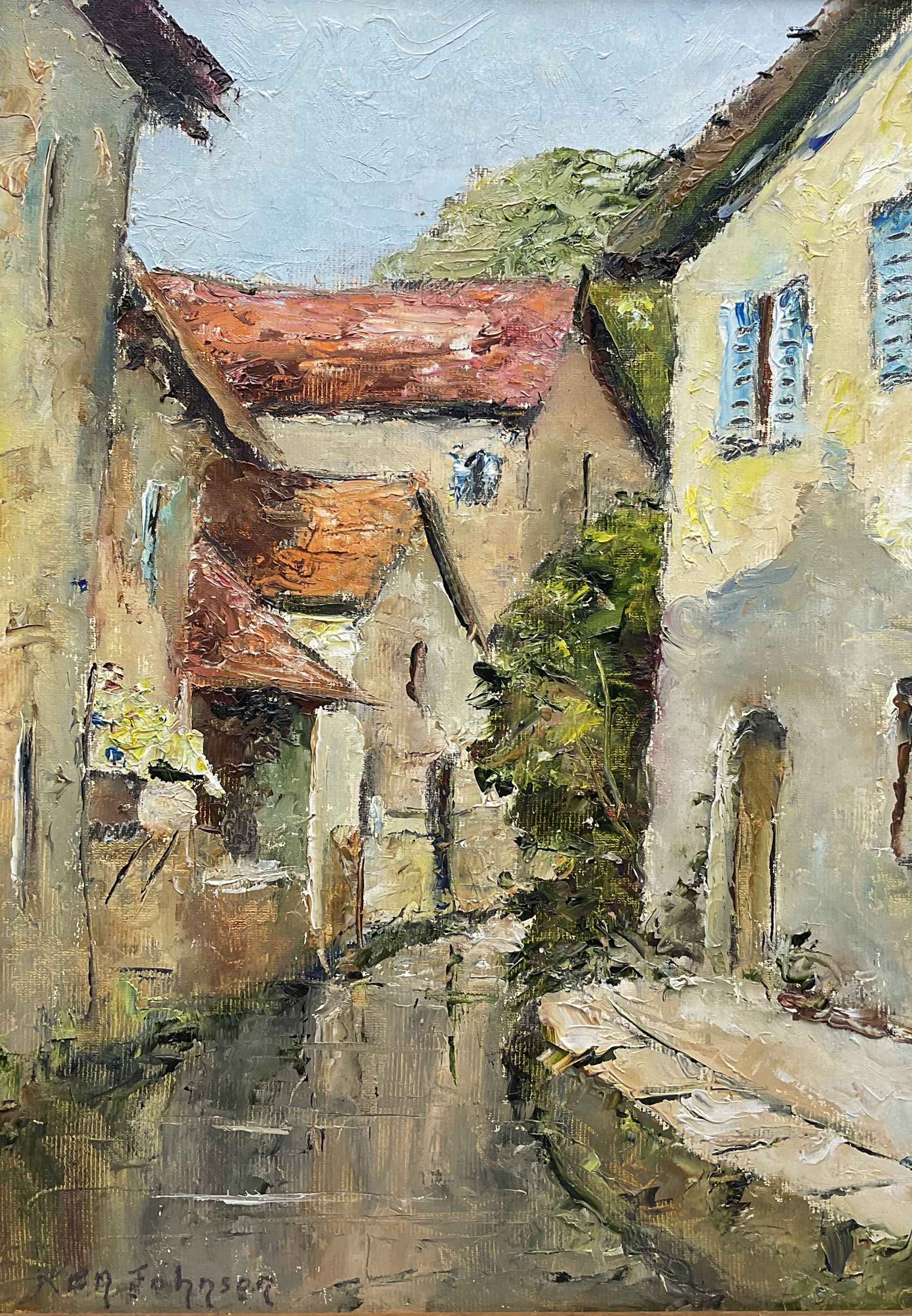 Ken Johnson (British 20th century): The River Esk and Yorkshire Village, two oils on board the latter signed max 35cm x 45cm (2)