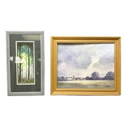 Tony Watts (British 20th century): 'St Mary's and Beverley from the Westwood', oil on board signed together with Noel Crooks (British 20th century): 'Morning Sun', watercolour signed max 40cm x 50cm (2)