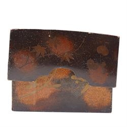 Nest of Japanese Meiji period lacquered boxes, the nashiji ground with maki-e decoration, each cover depicting a traditional landscape, the sides painted with traditional Japanese foliage, larger box H7cm (2)