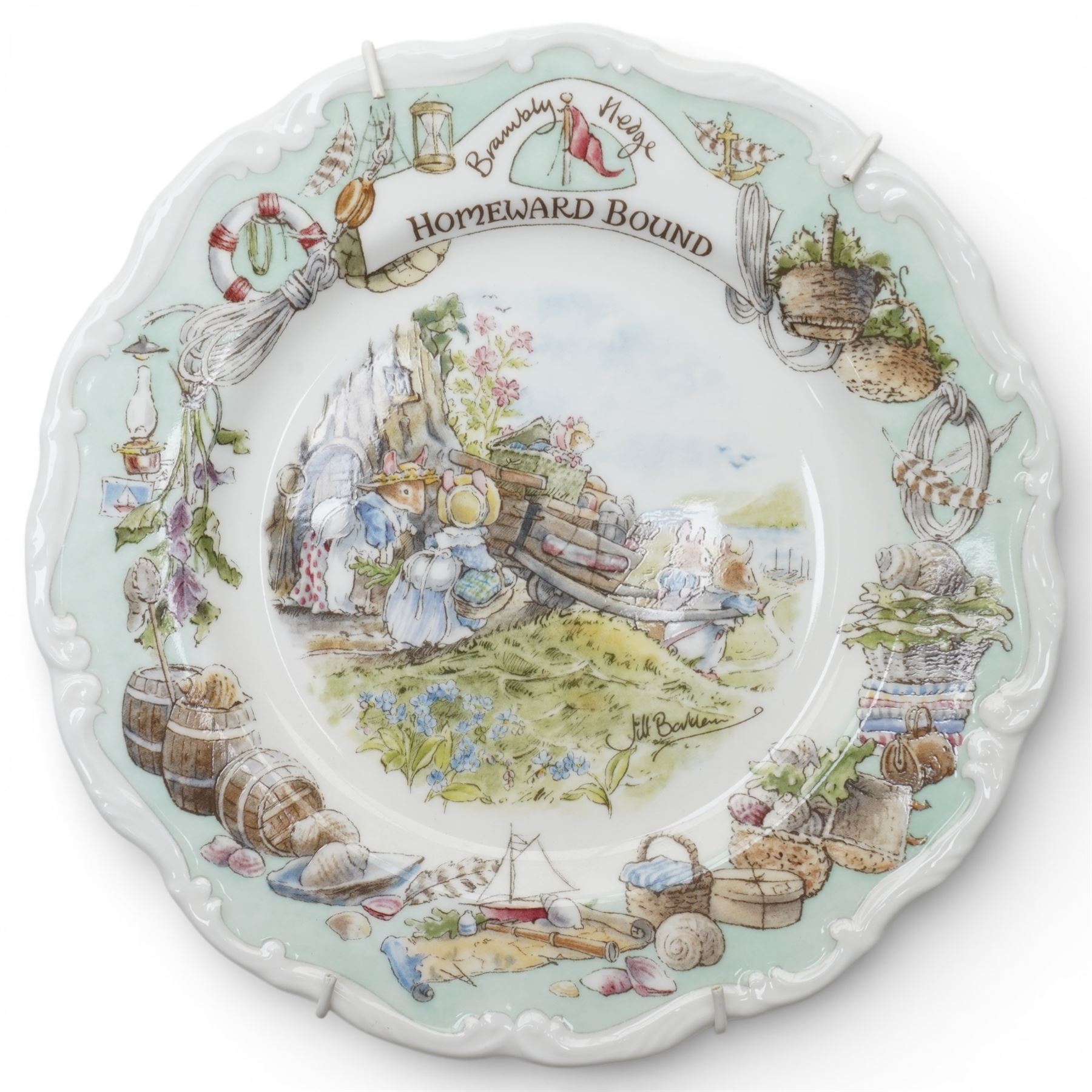 Set of four Royal Doulton Brambly Hedge plates from the 'Sea Story' collection, 'Dining by the Sea', 'Homeward Bound', 'Meeting on the Sand', and 'Rigging the Boat' (4)