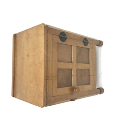 'Mouseman' panelled oak bedside cabinet, all over adzing, single door enclosing shelf, by Robert Thompson of Kilburn, W48cm, H68cm, D38cm