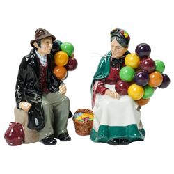 Royal Doulton figures comprising The Old Balloon Seller HN1315, The Balloon Man HN1954, Biddy Pennyfarthing HN1843 and Balloon Girl HN2418 (4)